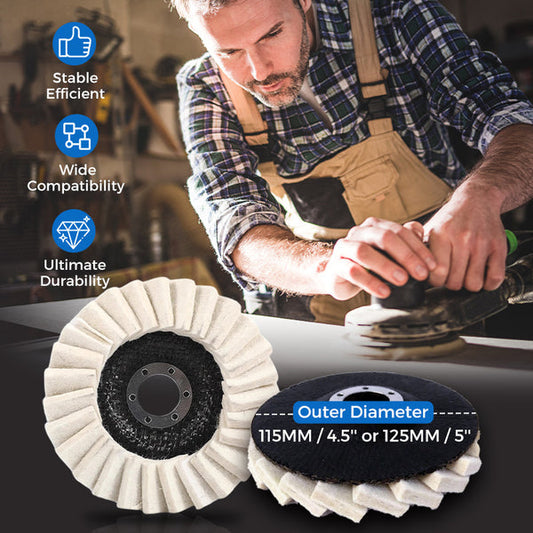 Premium Nundunco Wool Polishing Wheel - Versatile Felt Pad Grinder Accessories for Metal, Glass, and Ceramic Polishing (75/100/115/125mm)